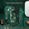Foldable Jewelry Organizer With Mirror Ear Rings & Necklace_ Hanging Holder Jewelry Box Vanity Hanger Stand