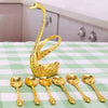 Pack of 6 Stainless Steel Spoon Set with Swan Holder